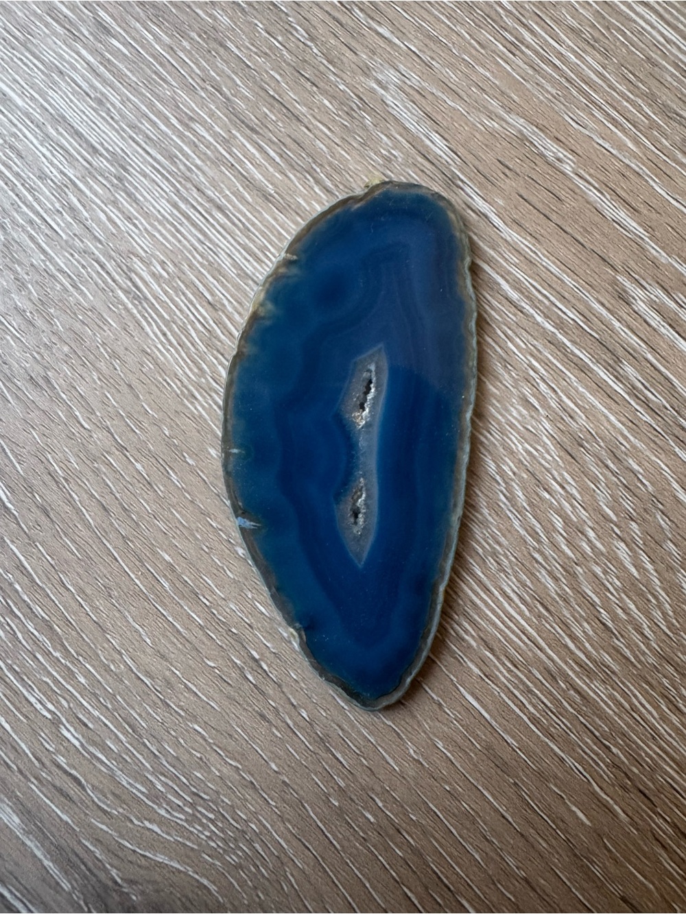 Blue agate slice for decorative and display purposes